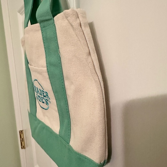 Trader Joe's Mini Canvas Tote Bag Pastel Mint Green - 2026 Limited Edition - Picture 6 of 9